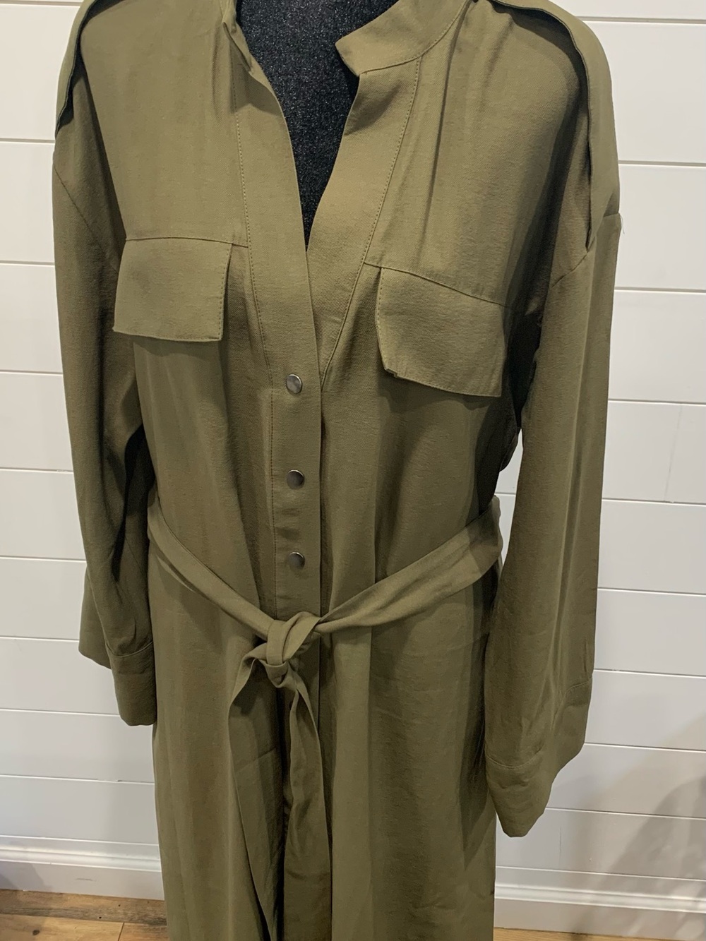 H&M Olive Green Shirt Dress with Chest Pockets